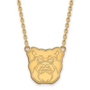 14k Yellow Gold Butler U Large Bulldog Pendant Necklace